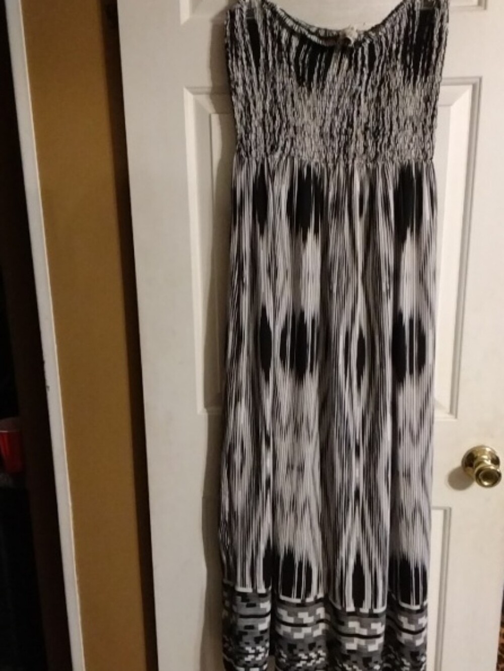 Magic Black and White Smocked Strapless Maxi Dress